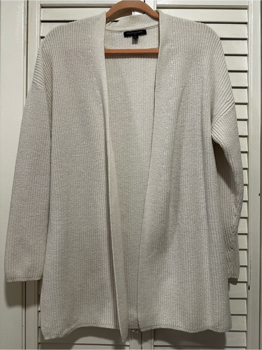 Banana Republic Neutral Cream Open-Front Knit Cardigan